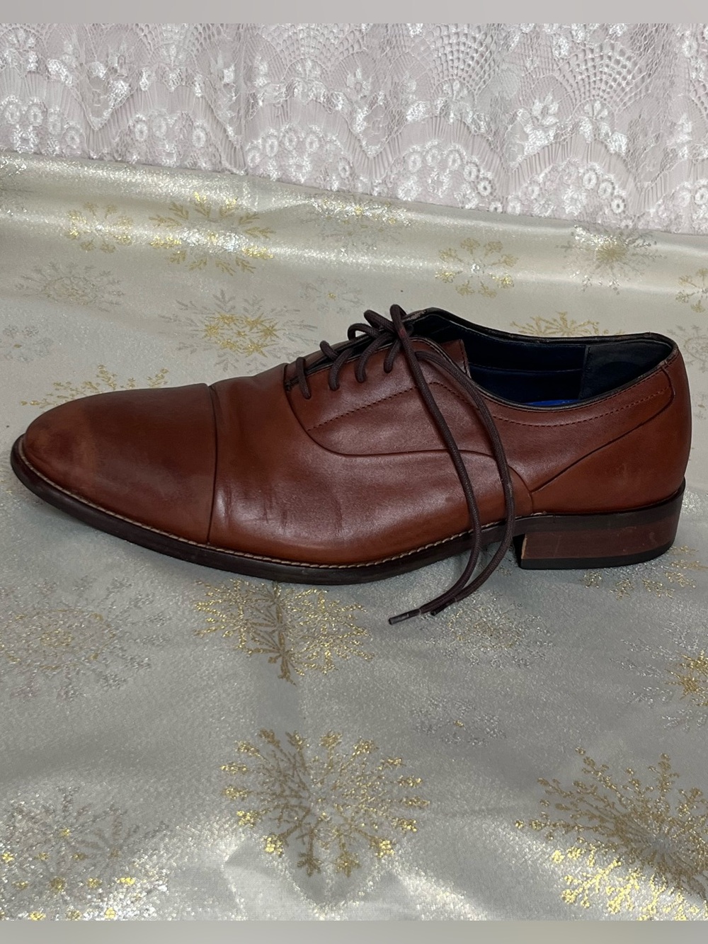 Johnston & Murphy Men's Stockton Cap Toe Brown Oxford Dress Shoes Size 10M